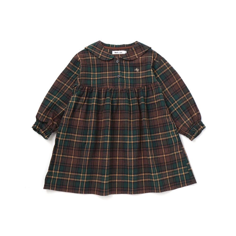 【お揃い】チェック柄セーラー襟ワンピース(80~130cm) レッド系 90cm