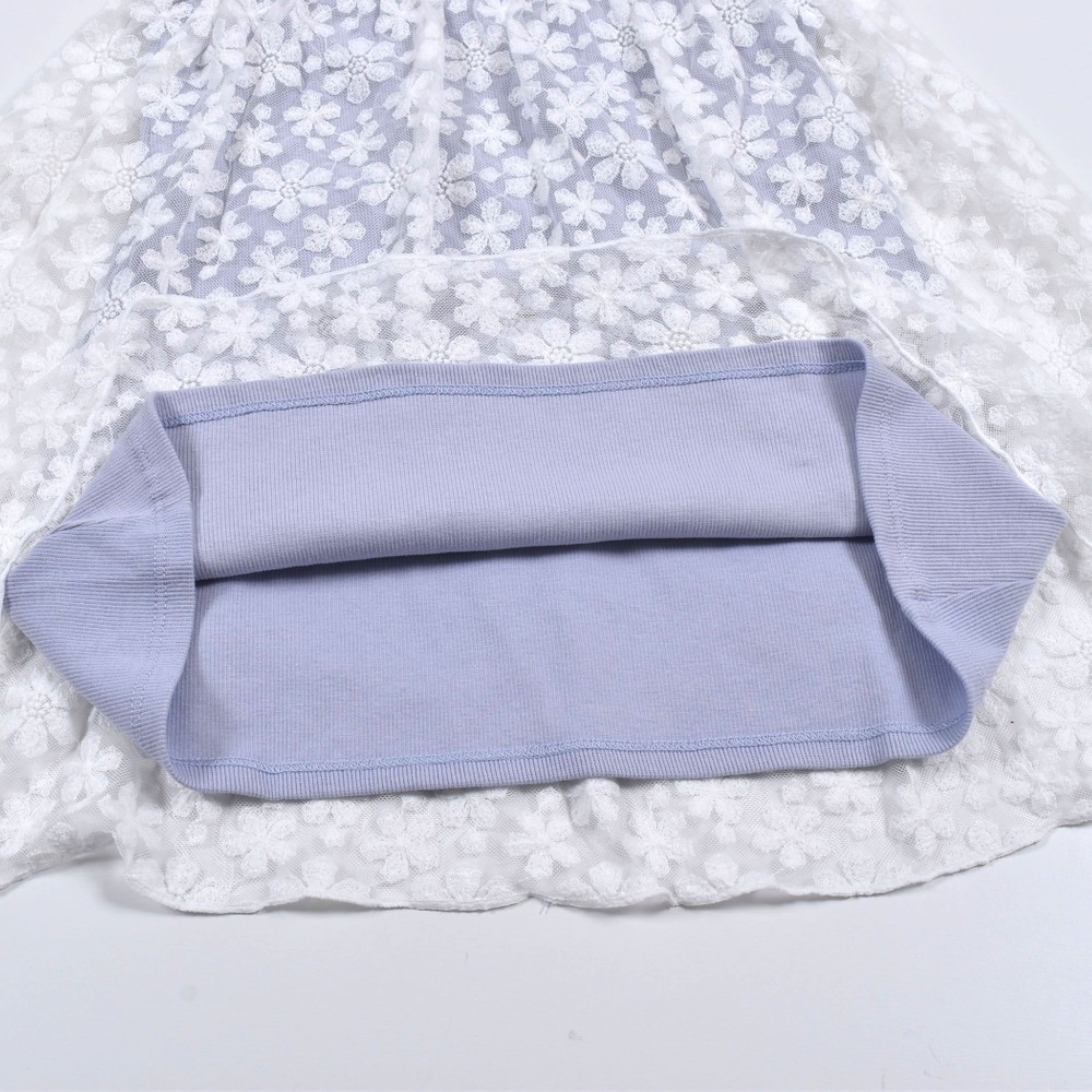 花柄 チュール ドッキング ワンピース (80~130cm) オフホワイト 130cm