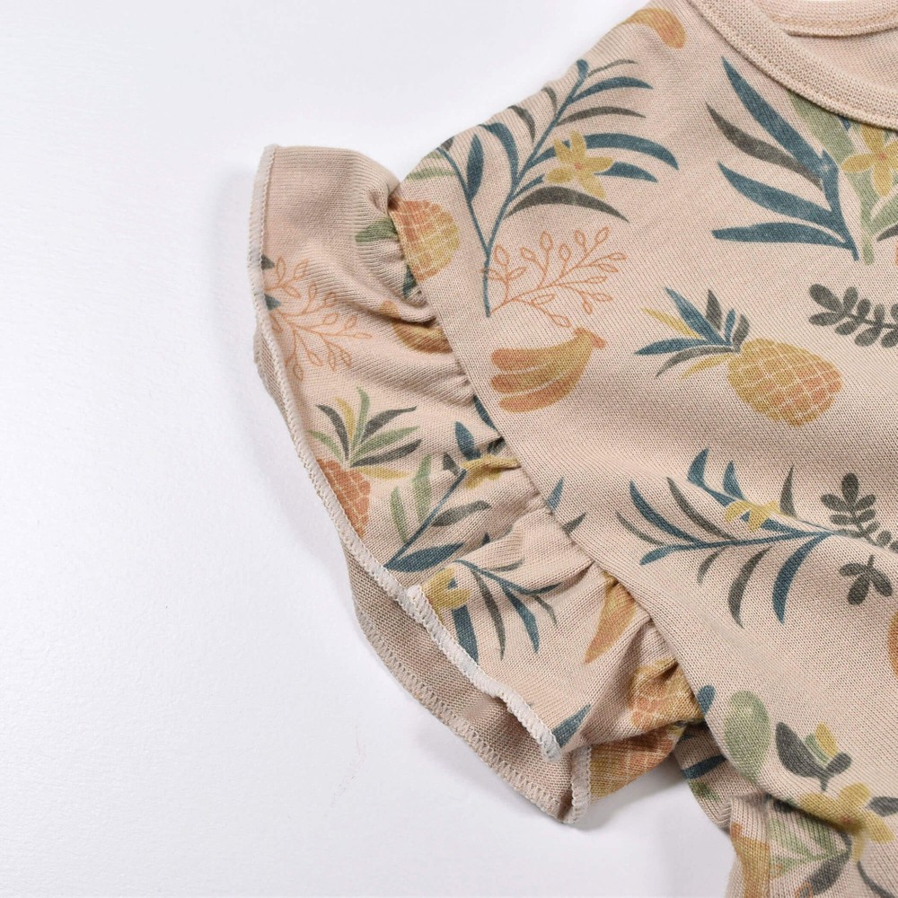 ボタニカル柄 フリル ワンピース(80~130cm) ベージュ系 120cm