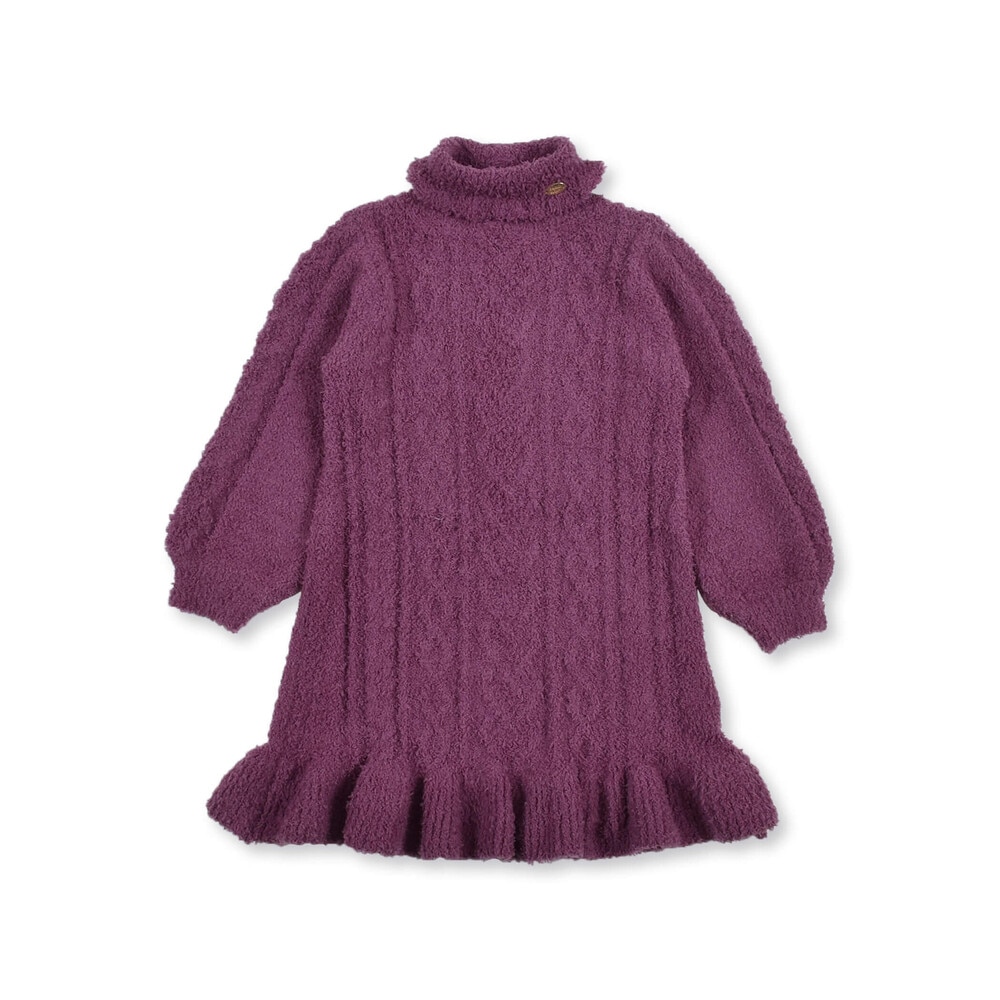 ケーブル編み ブークレ ニット ワンピース (SS~M) オフホワイト SS(75~95cm)