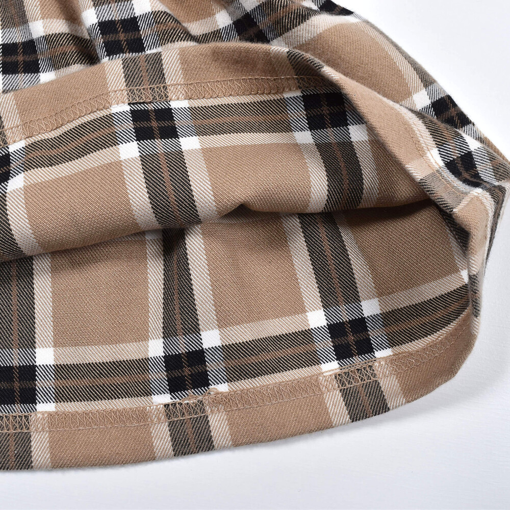 【 Disney 】 ミニーマウス チェック 柄 フェイク ワンピース (80~130cm) ベージュ 100cm