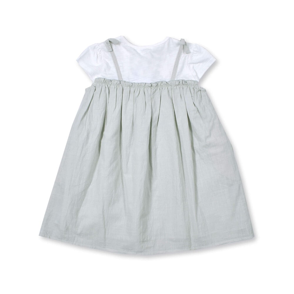 花 モチーフ チュール ドッキング キャミ ワンピース (80~130cm) ピンク 100cm