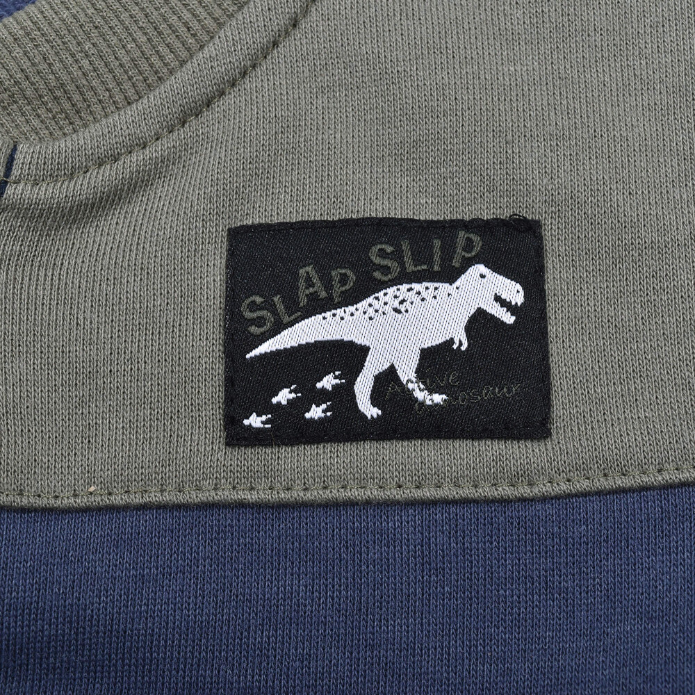 2点セット 恐竜 ロゴ プリント Tシャツ × 配色 切り替え ベスト (80~130cm) ネイビー 100cm