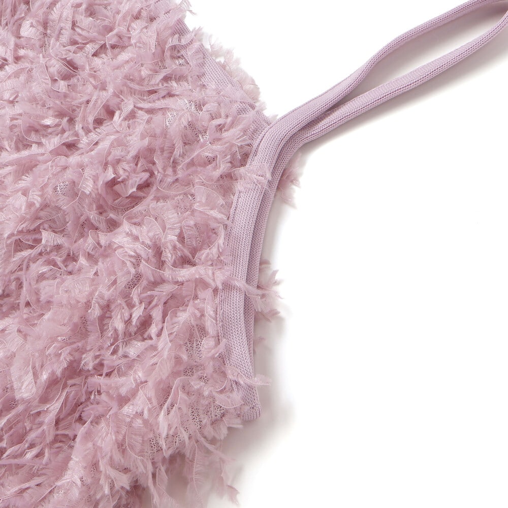 キラキラモチーフ長袖Tシャツ+ファーキャミワンピセット(90~130cm) 薄ブルー×オフホワイト 90cm