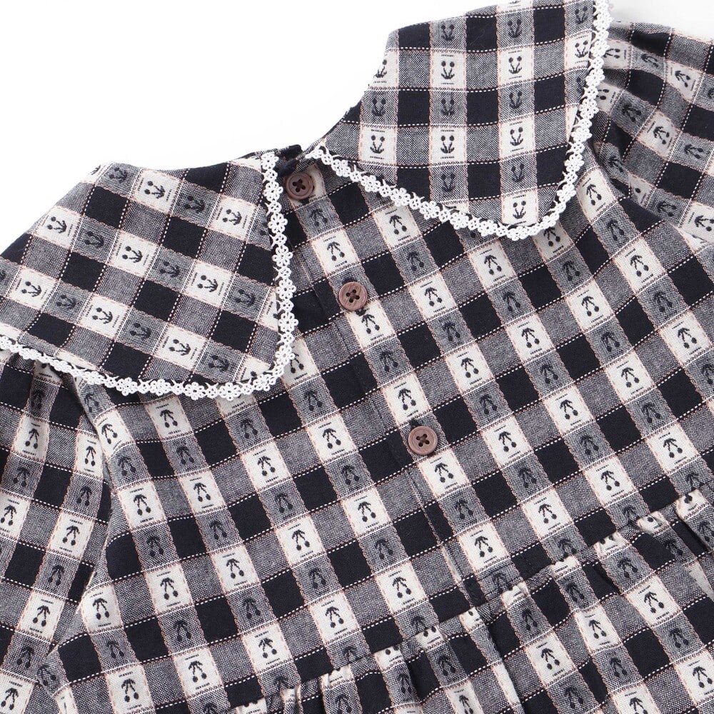 【お揃い】ビッグカラーチェックワンピース+ベストセット(90~130cm) レッド系 90cm
