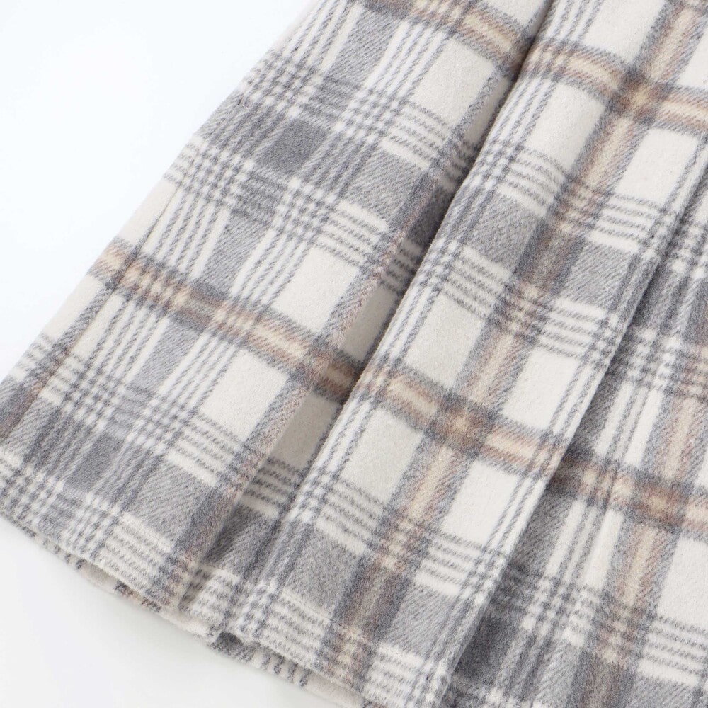 【お揃い】襟付きタックスカートチェックジャンパースカート(90~130cm) ボルドー×ネイビー系 90cm