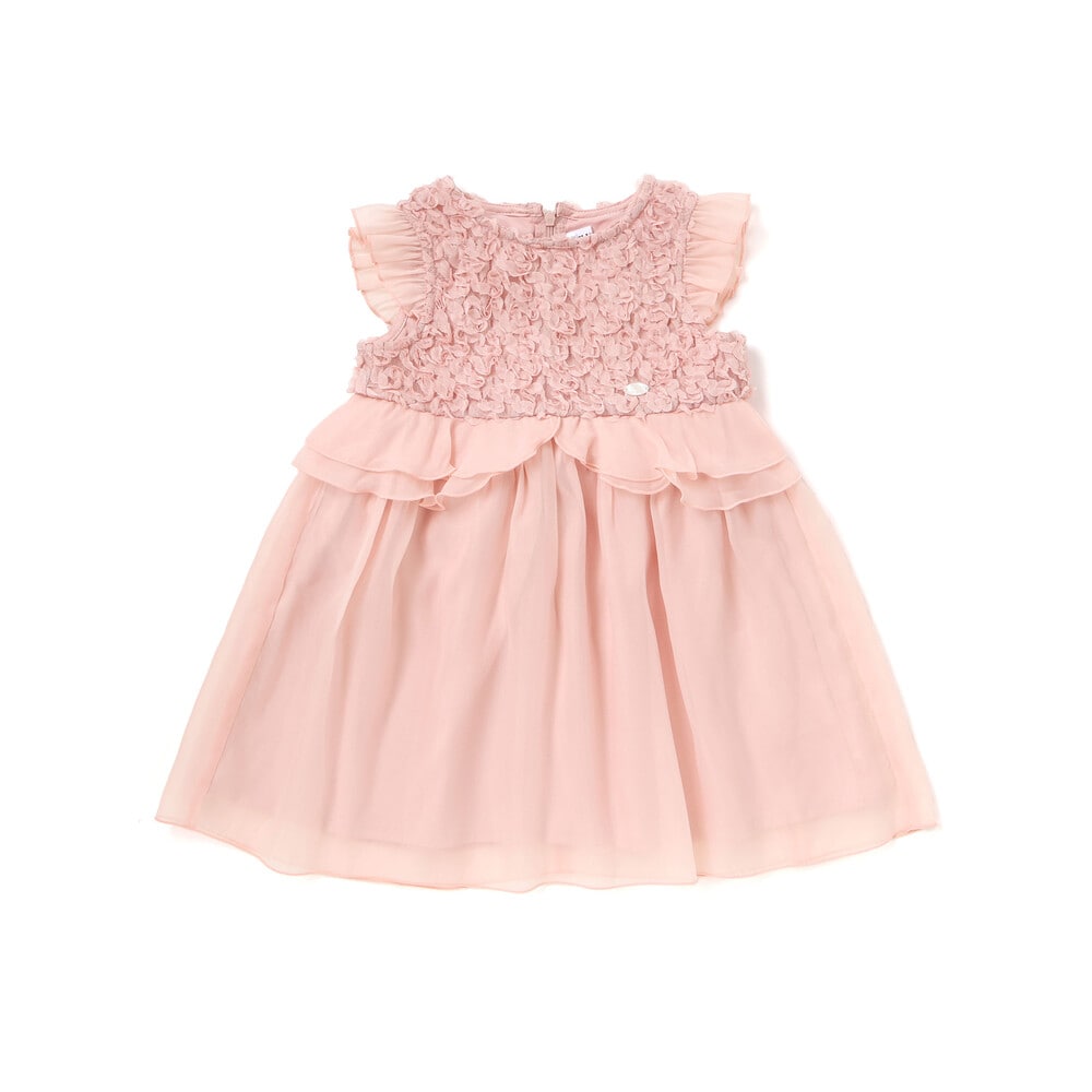 ふわふわオーガンジーフリルリボンペプラムドレス風ジャンパースカート(90~130cm) ピンク 90cm