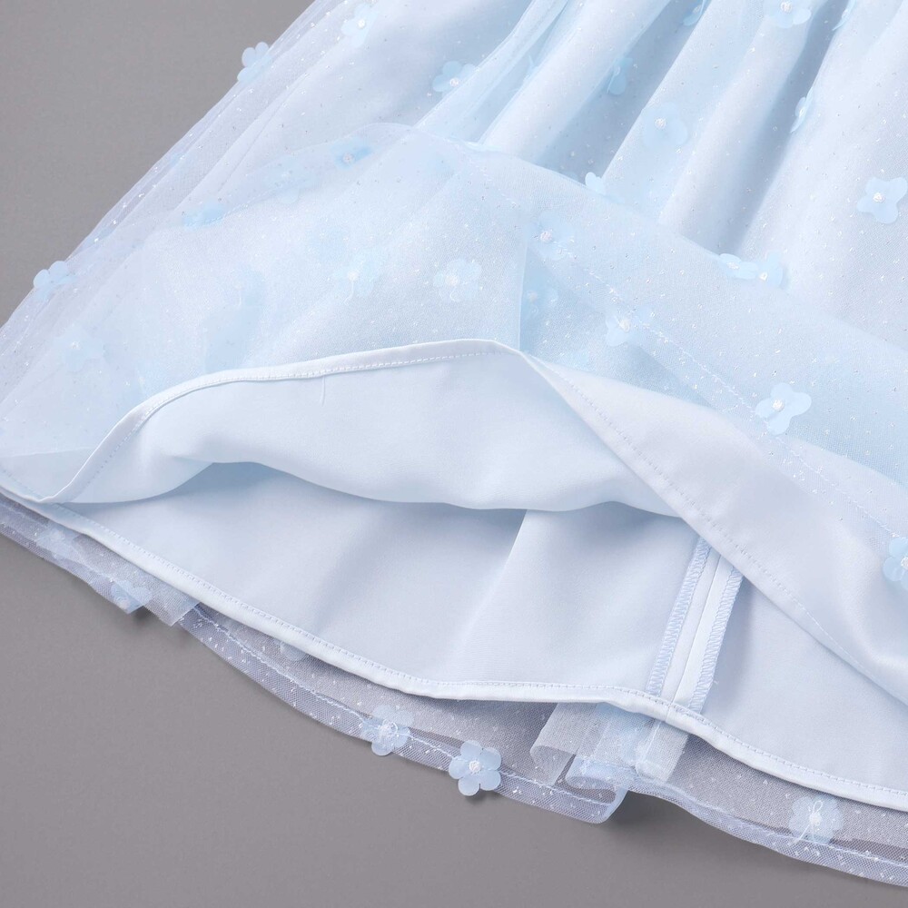 お花チュールワンピース(110~130cm) ブルー 110cm