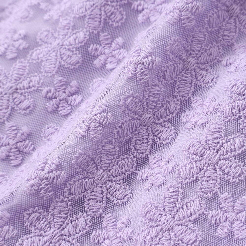 花レースフェミニンモチーフ刺しゅう裾スカラップジャンパースカート(110~130cm) パープル 110cm