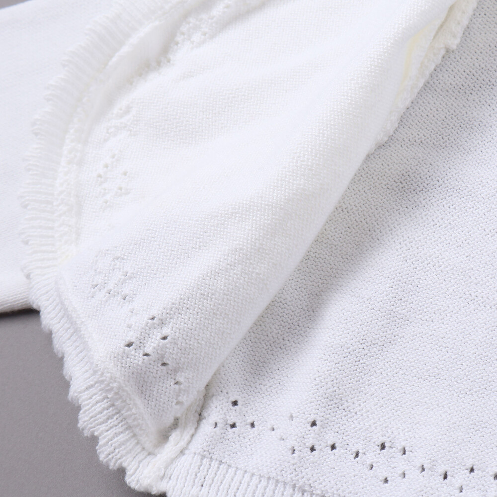 縁スカラップパール調ボタンニットカーディガン(110~130cm) ホワイト 110cm