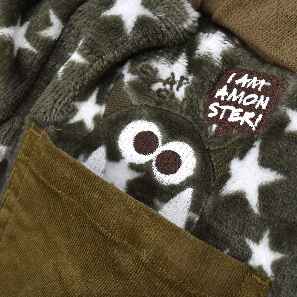 リバーシブル コールテン × 星 ボア モンスター 刺繍 パンツ (80~130cm) グレー 80cm