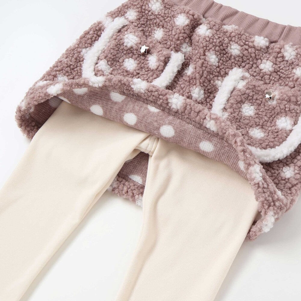 【お揃い】もこもこキラキラボアスカッツ(80~130cm) オフホワイト 80cm