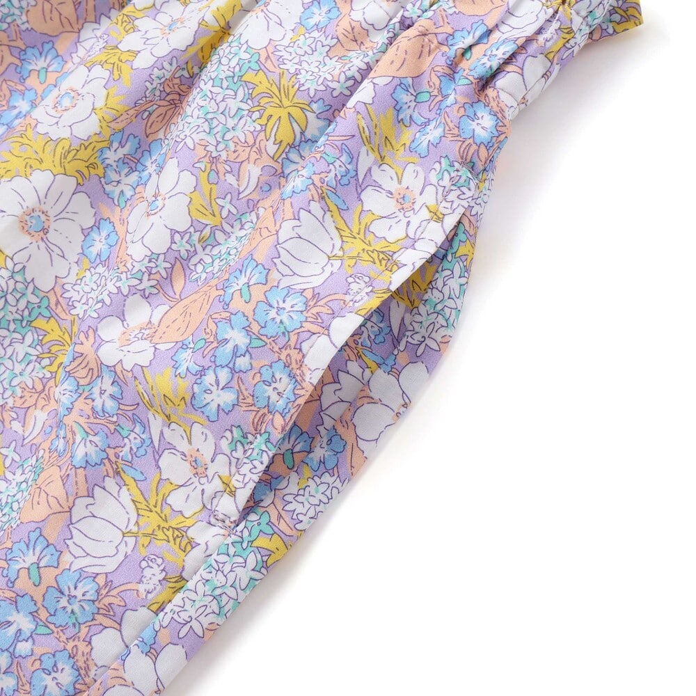 裾スカラップシャンブレー&花柄ショートパンツ(90~130cm) ピンク系 90cm