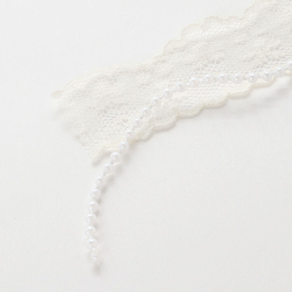 パールビーズお花レースカチューシャ オフホワイト(レース) ワンサイズ