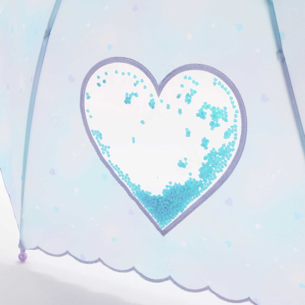 【お揃い】ハートキラキラプリント総柄傘(45~50cm) ブルー系 S(45cm)