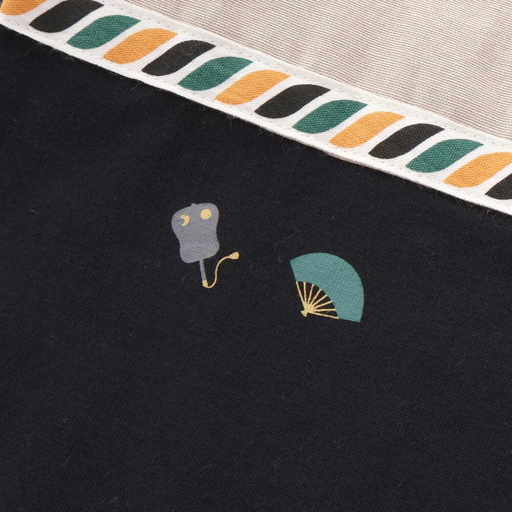 天竺シャンブレーチェック切り替え7分袖Tシャツ(80~130cm) ブラック 80cm