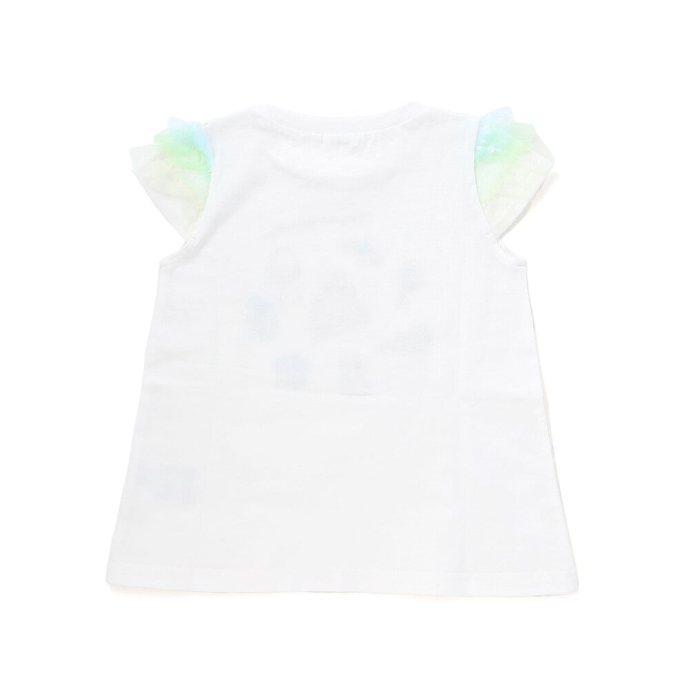 【スラプリ】チュールスリーブ天竺半袖Tシャツ(80~130cm) ブルー 80cm