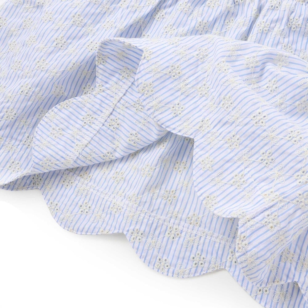 【お揃い】スカラップキャミストライプ&ドビー半袖Tシャツ(80~130cm) ネイビー 80cm