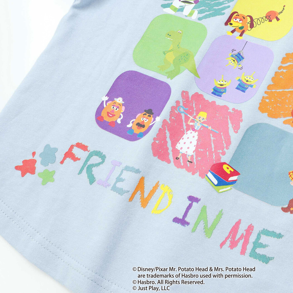 【トイ・ストーリー(Toy Story)コレクション】キャラクターワッペン&バックプリント半袖Tシャツ(80~130cm) ブルー 80cm