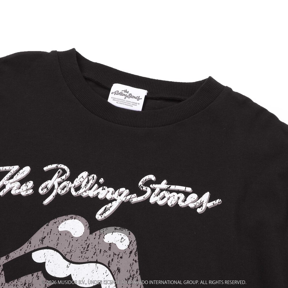 【ザ・ローリング・ストーンズxSLAP】フロントxバックロゴプリント長袖Tシャツ大人 オフホワイト ワンサイズ