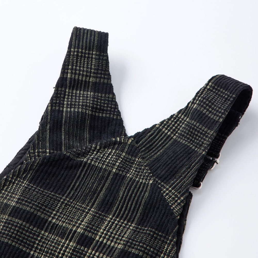 フラップ胸ポケット付きチェックサロペット(80~120cm) オフホワイト系 80cm