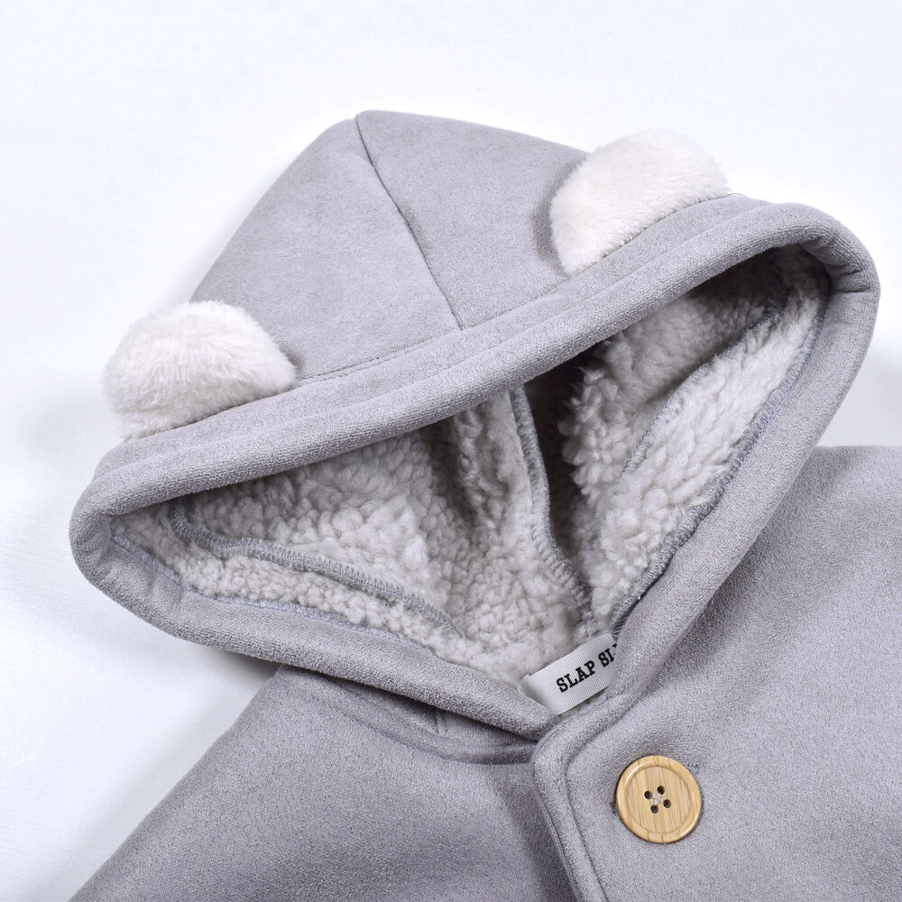 くま 耳 モチーフ お菓子 刺繍 裏ボア マント ベビー (50~90cm) ベージュ ワンサイズ