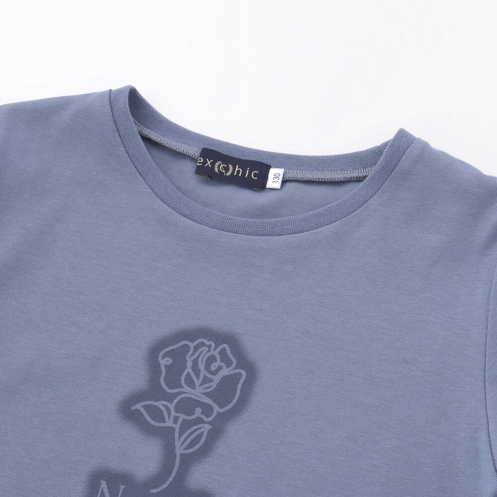 ニットレース長袖Tシャツ+半袖Tシャツセット(110~150cm) ブルー 110cm