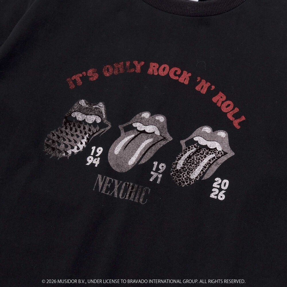 【ザ・ローリング・ストーンズxNEXCHIC】天竺フロッキープリントTシャツ(110~150cm) ホワイト 110cm