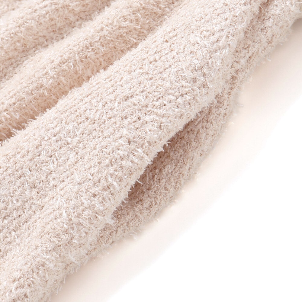 ベロア×ファンシーヤーン切り替えハイネックバルーンワンピース(90~140cm) ピンク 90cm