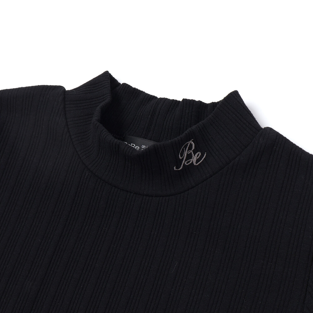 【お揃い】グレンチェック×ドットビスチェ+フリル袖テレコハイネックTシャツ セット(100~160cm) グレー系 100cm