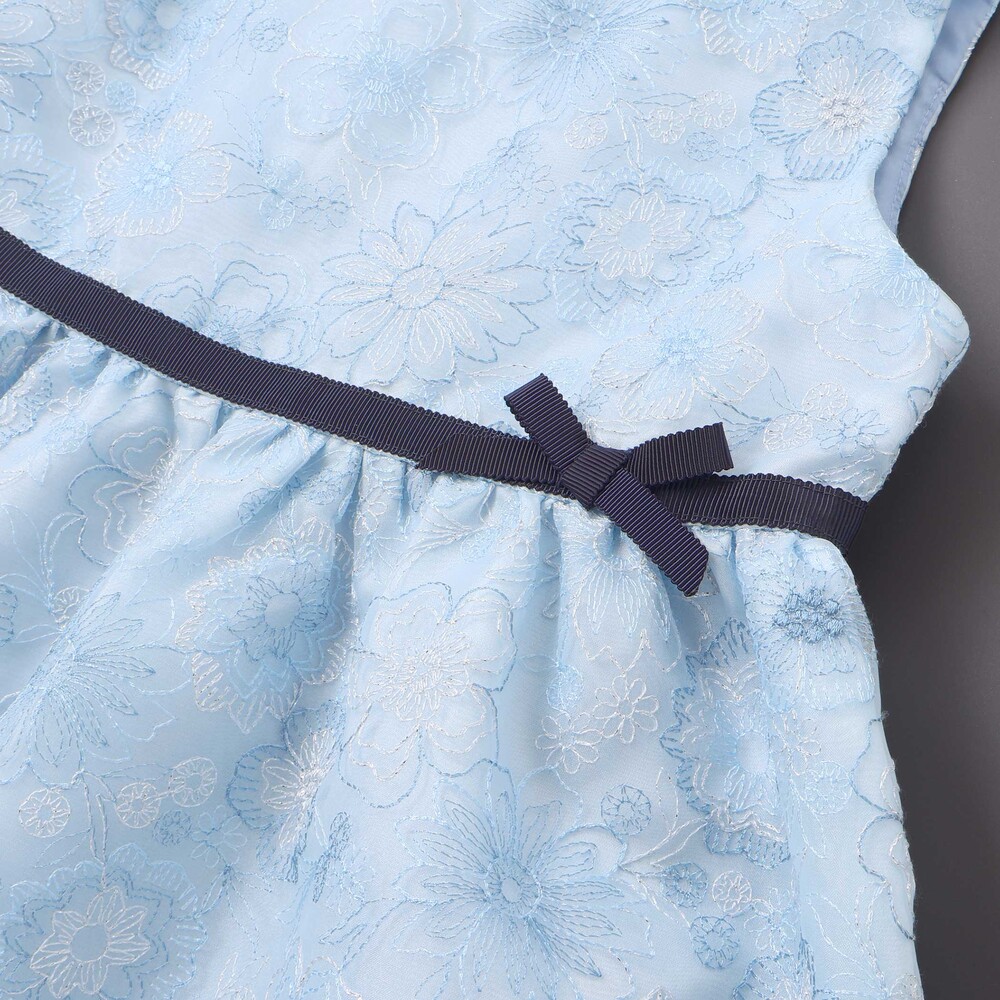 【日本製】オーガンジーフラワー刺しゅうドレス(110~130cm) ベージュ系 110cm