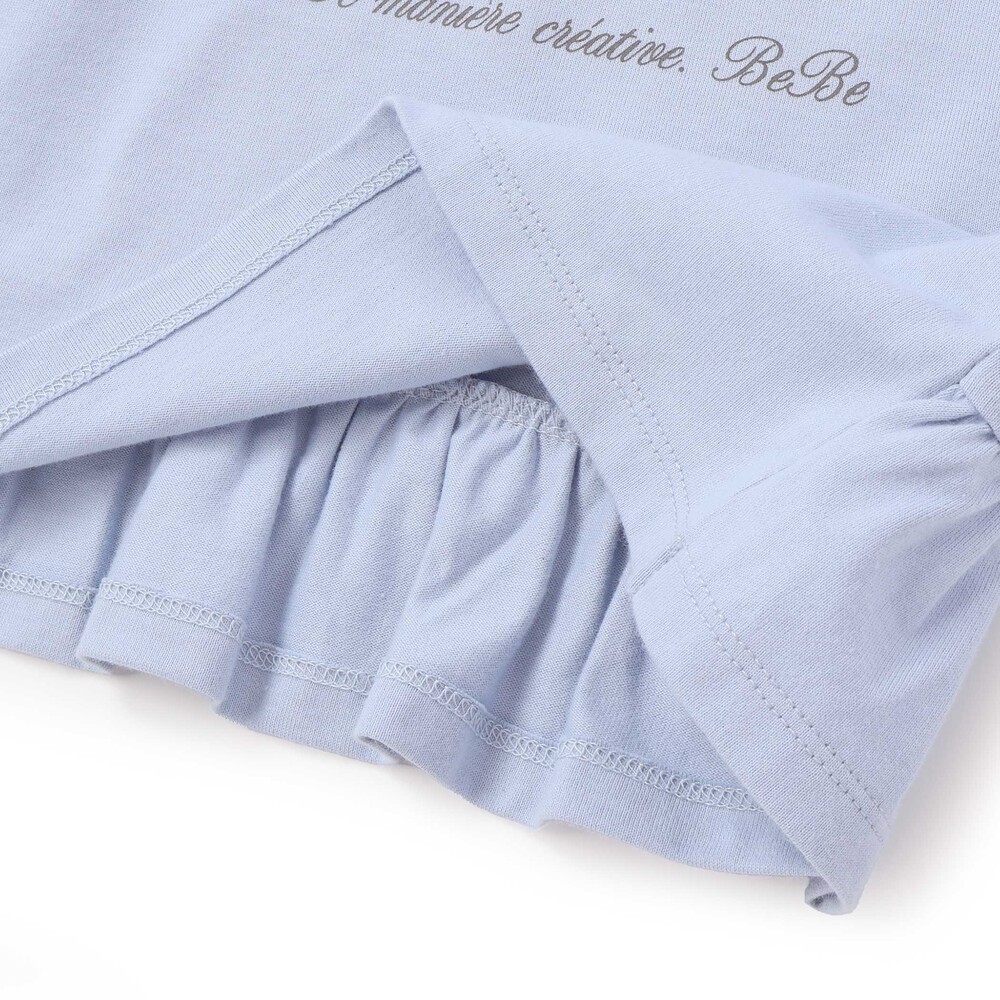 パリジェンヌツイードパッチバックフリル長袖Tシャツ(90~150cm) ブルー 90cm