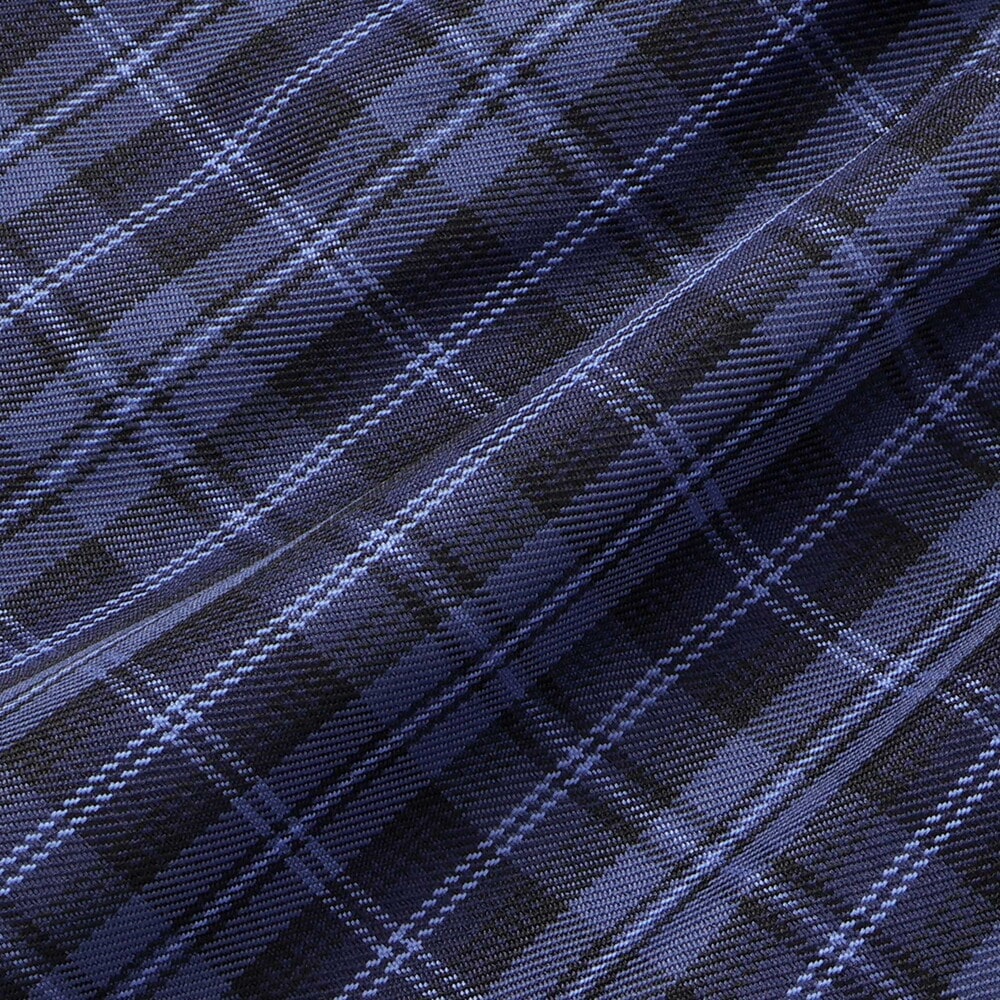 【限定商品】リブ+チェックドッキング長袖ワンピース(95~150cm) ネイビー系 95cm