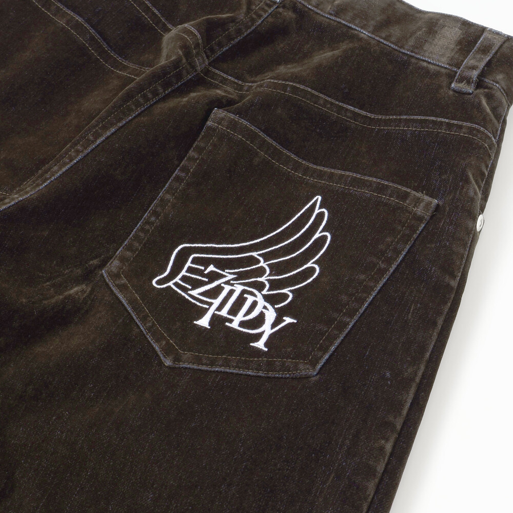 フロッキーワイドデニム(130~160cm) ブラウン 130cm