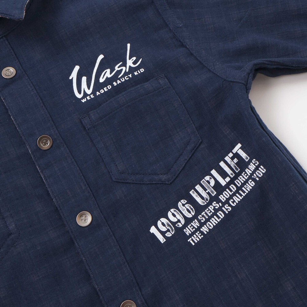 リバーシブルガーゼチェックシャツ(110~160cm) ネイビー 150cm