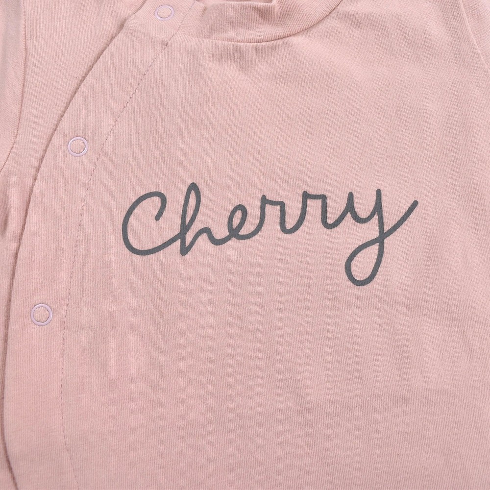 ロゴプリント milk cherry leaf cocoa 半袖 シンプル ショートオール ベビー (70cm~80cm) ベージュ 70cm