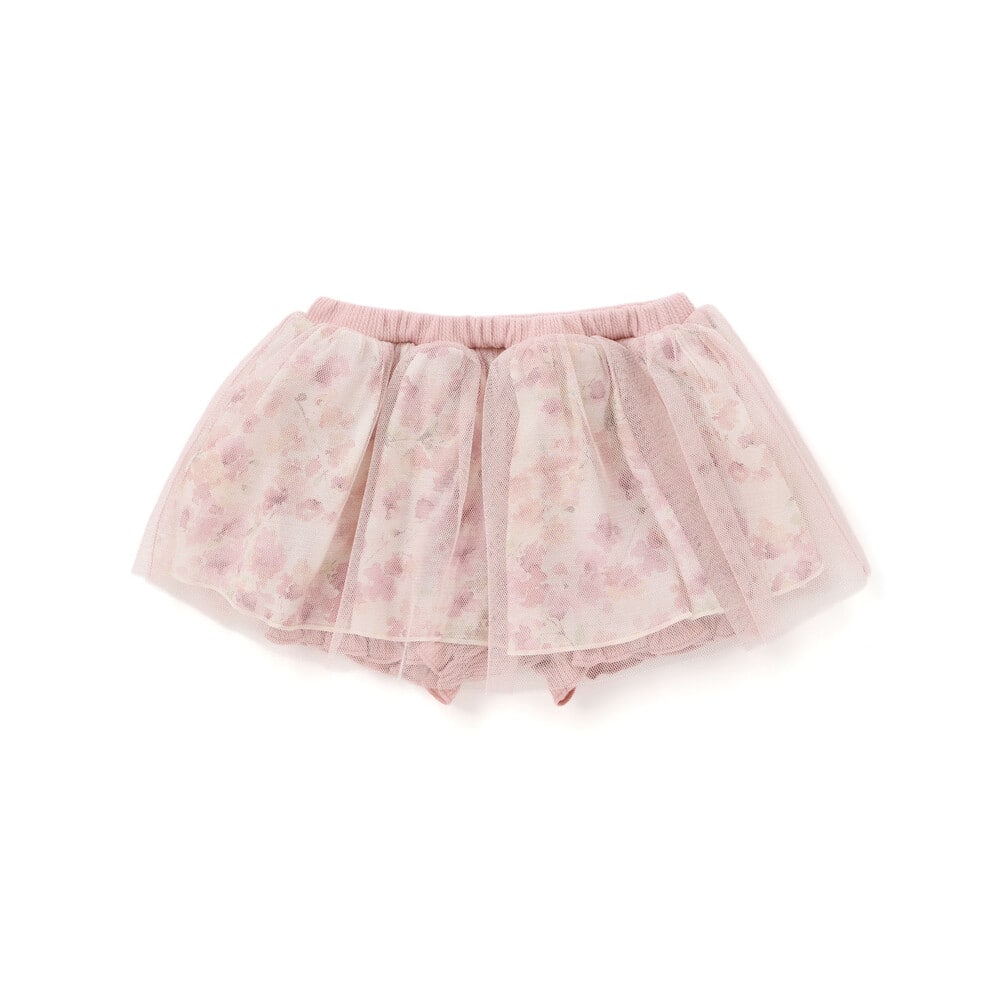 【お揃い】チュールフラワースカートブルマ(60~90cm) ベージュ系 ワンサイズ