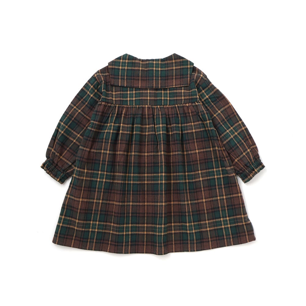 【お揃い】チェック柄セーラー襟ワンピース(80~130cm) レッド系 90cm