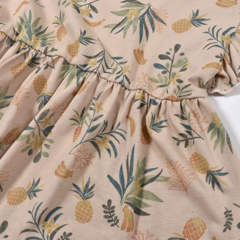 ボタニカル柄 フリル ワンピース(80~130cm) ベージュ系 120cm