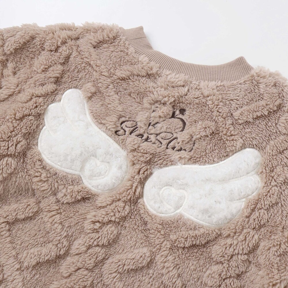 【お揃い】天使の羽もこもこケーブルボアワンピース(80~130cm) オフホワイト 80cm