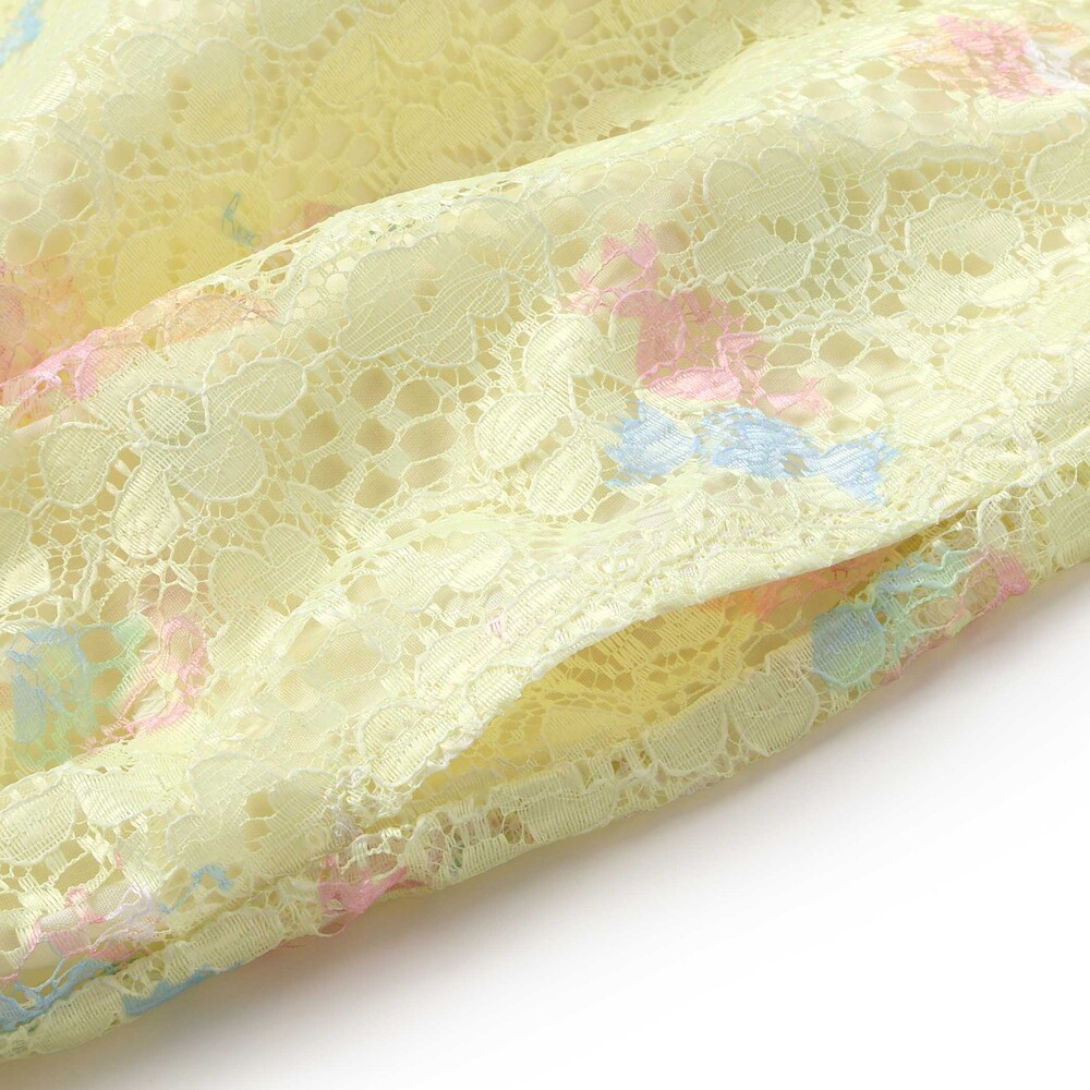 【お揃い】花柄レースアイス総柄肩明きワンピース(90~130cm) ブルー系 90cm