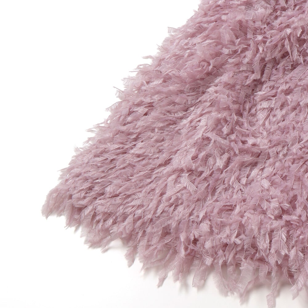 キラキラモチーフ長袖Tシャツ+ファーキャミワンピセット(90~130cm) 薄ブルー×オフホワイト 90cm