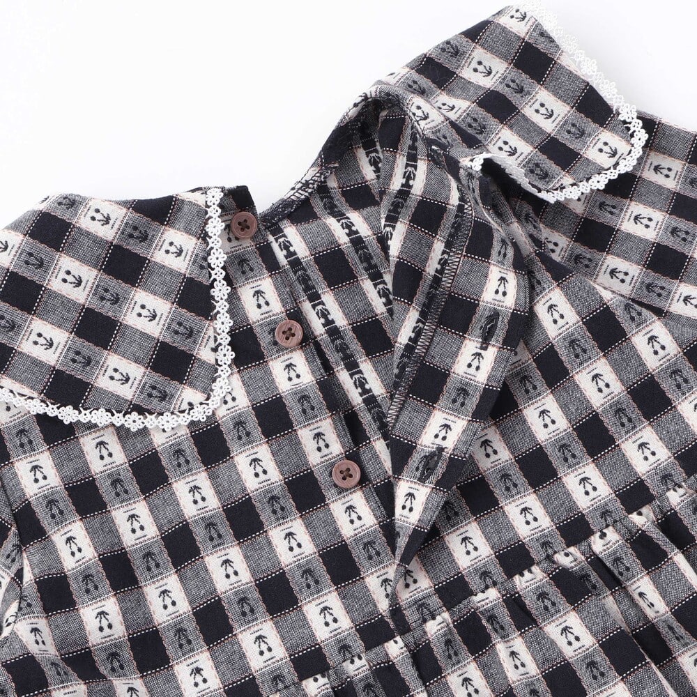 【お揃い】ビッグカラーチェックワンピース+ベストセット(90~130cm) レッド系 90cm