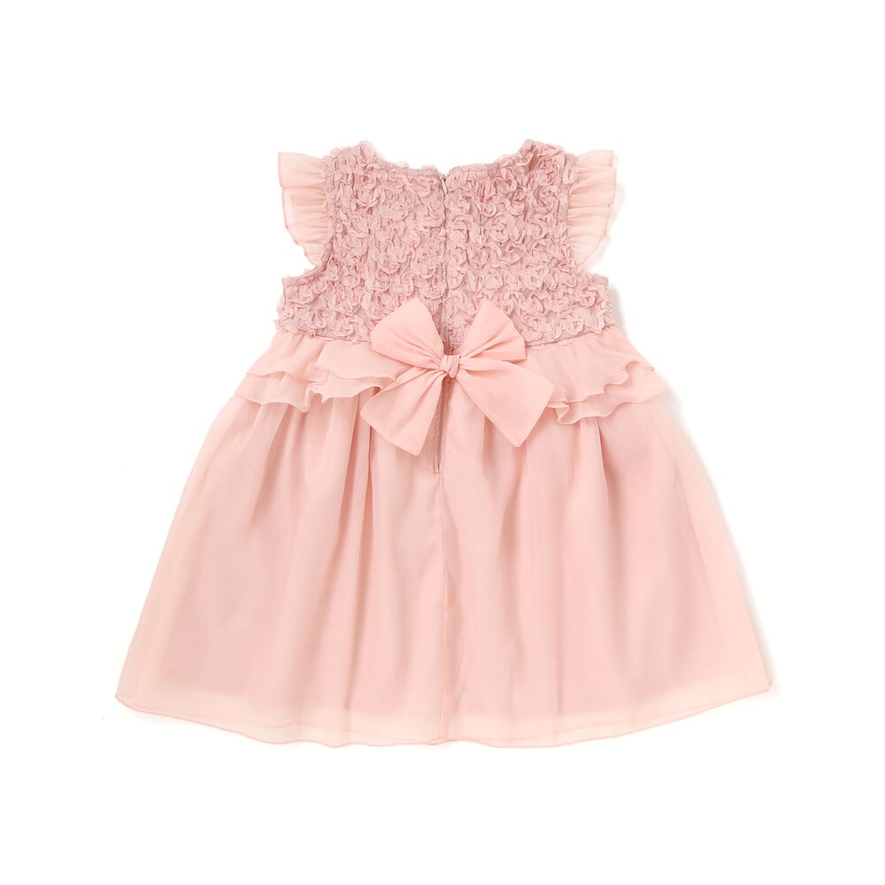 ふわふわオーガンジーフリルリボンペプラムドレス風ジャンパースカート(90~130cm) ピンク 90cm