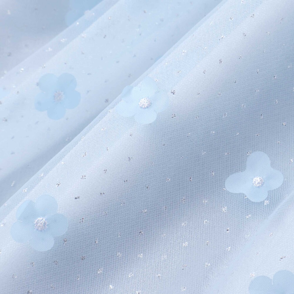お花チュールワンピース(110~130cm) ブルー 110cm