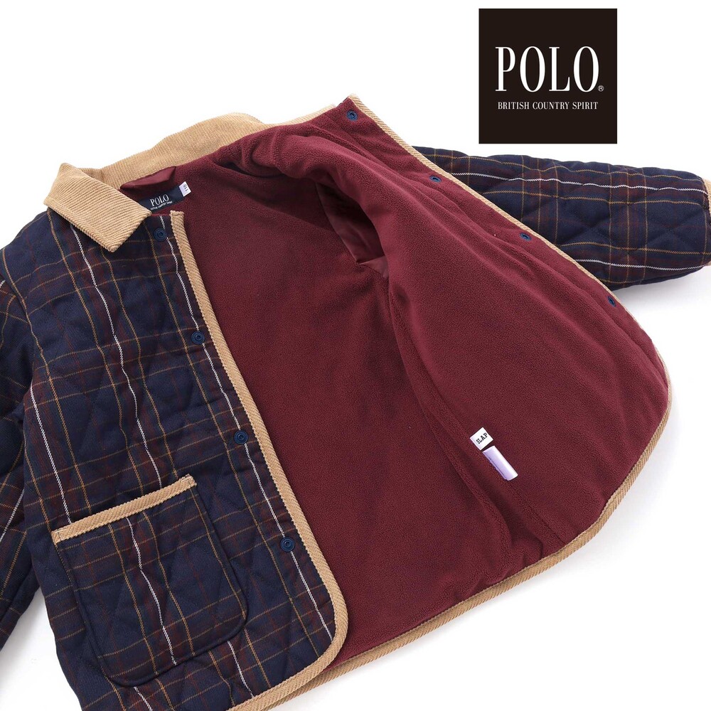 【POLO BCS(ポロ・ビーシーエス)×SLAP SLIP】フード付きキルトアウター(80~130cm) ネイビー系 80cm