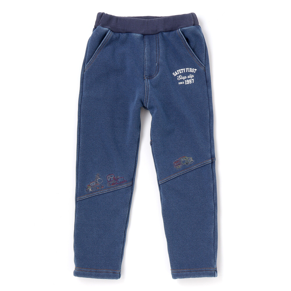 グングンのぼるよはたらくくるま刺しゅうロングパンツ(80~130cm) ブルー 80cm