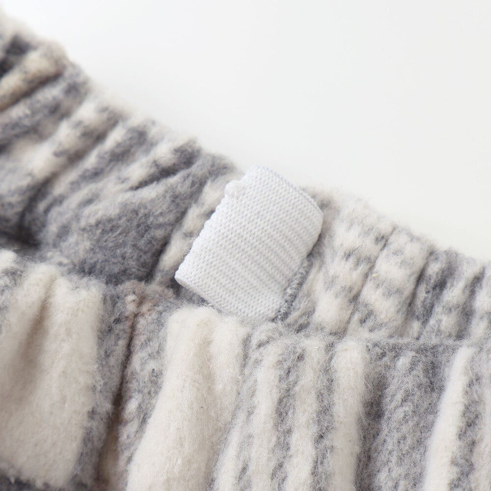 【お揃い】ファー切替チェック台形スカート(90~130cm) グレー系 90cm