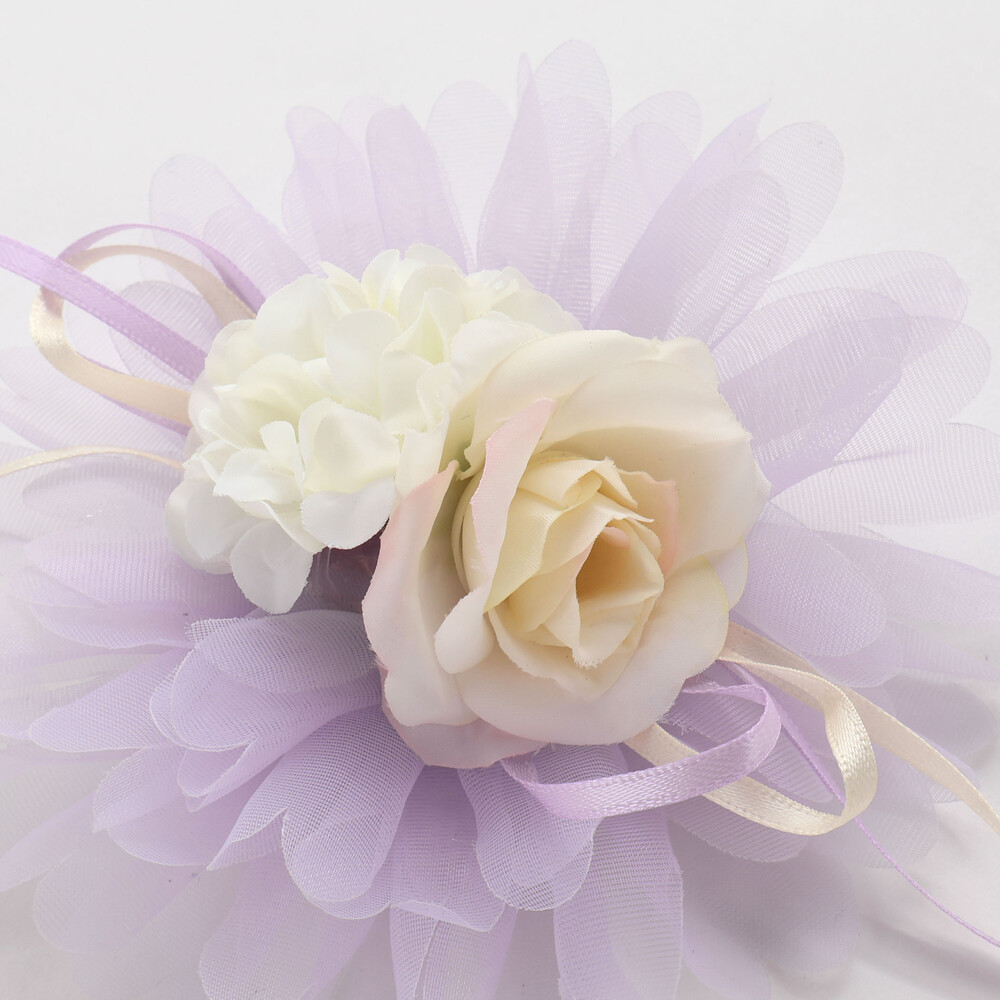 フラワーチュールリボンコサージュ ブルー ワンサイズ