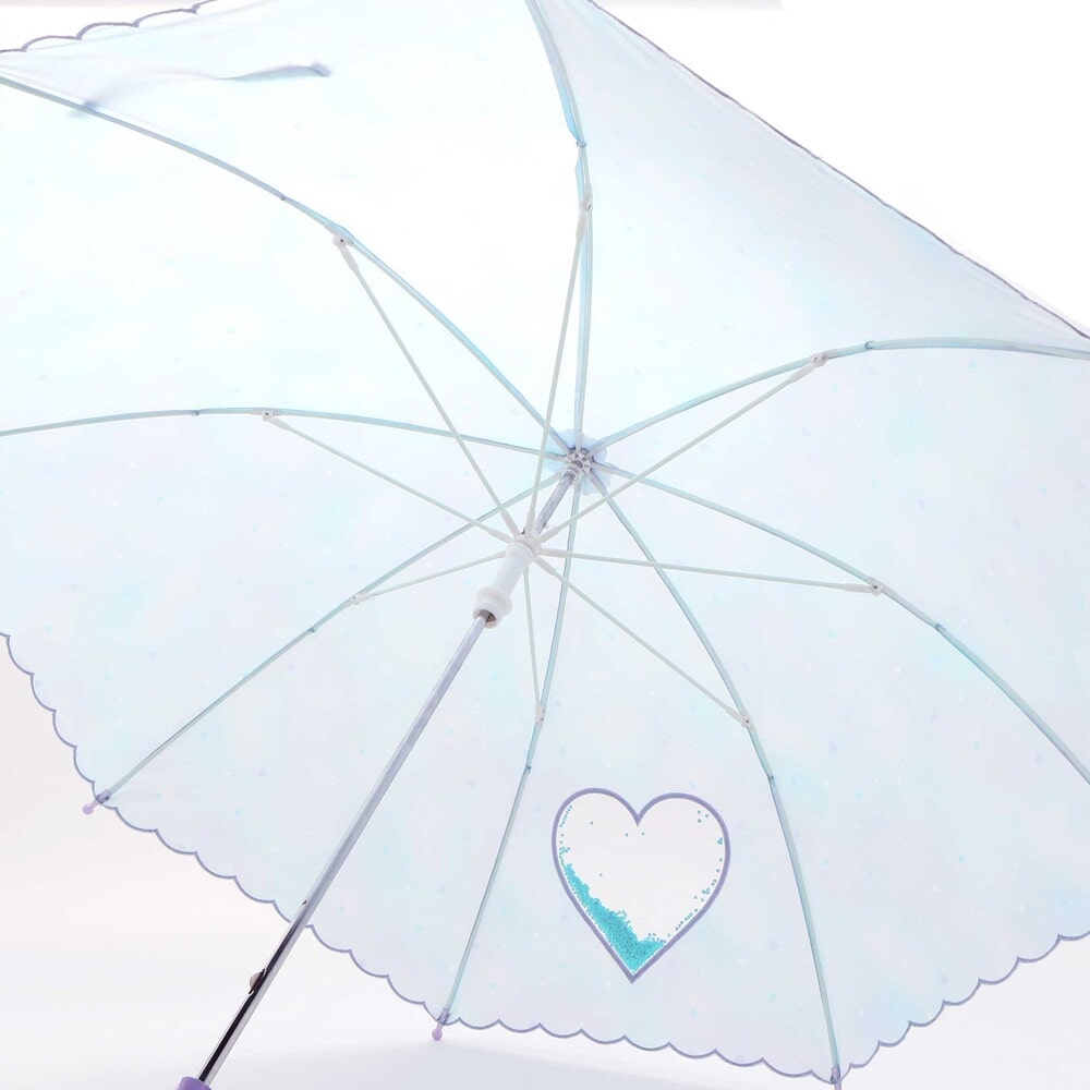 【お揃い】ハートキラキラプリント総柄傘(45~50cm) ブルー系 S(45cm)